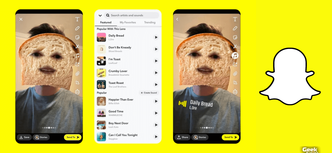 Nouveautés Snapchat recommandations et synchronisation des chansons