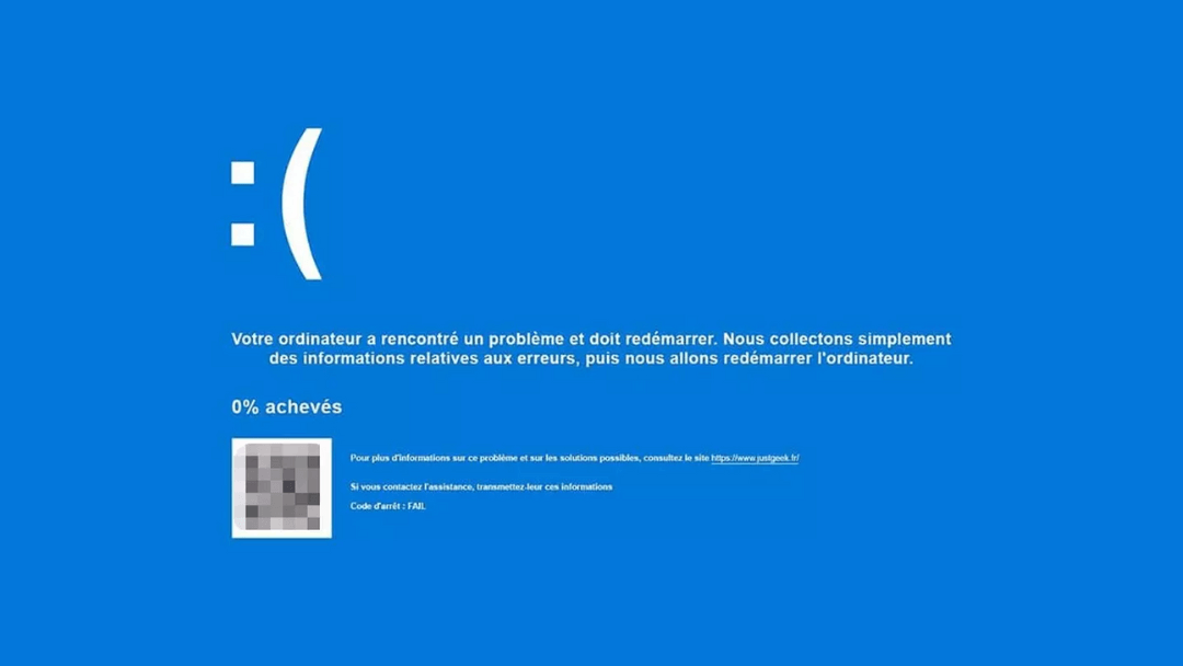 écran bleu Microsoft